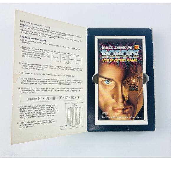 Vintage Isaac Asimov's ROBOTS VCR Mystery Suspense Game VHS 1988 Complete - Picture 13 of 15